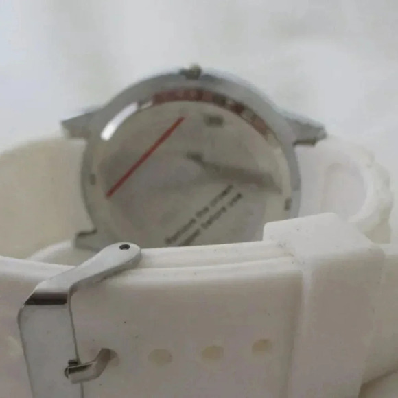 Gracie Lynn Watch White Buckle Band Round Face Silver Toned Rhinestones - Picture 5 of 14